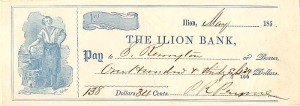 Ilion Bank check written out by Samuel Remington